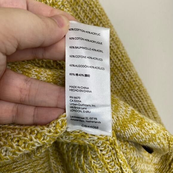 Urban Outfitters BDG Harper Yellow Marled Longline Button Up Cardigan Medium - Picture 6 of 11